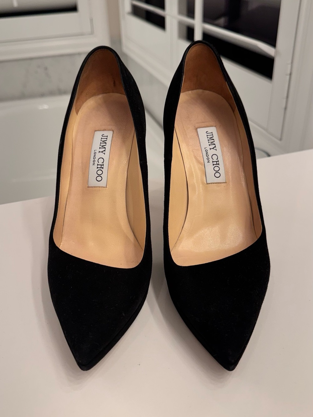 Jimmy Choo Black Suede Pointed Toe Pumps